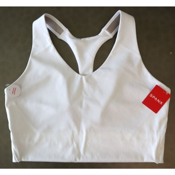 SPANX 50219R Women's Sz 2XL White Longline Medium Impact Sports Bra - Picture 1 of 5